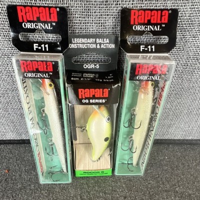 Rapala Original Floating F-11 & OG Series Rocco 5 Crankbait Bundle. 