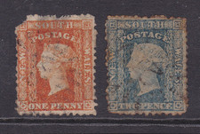 NEW SOUTH WALES 1860 1d/2d Orange Red/Blue QV DIADEM SG 132/33 USED (SD54)