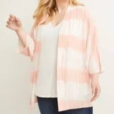 Lane Bryant Tie-Dye Open Front Kimono Cardigan 18/20 Peach Lightweight Flowy