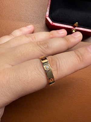 Cartier Love Band Ring Screw Motif 18k Yellow Gold Diamond Size 59
