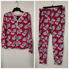Disney Eeyore Lightweight Fleece Pajama Set Women's Med 8-10 Lounge Sleepwear