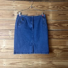 Talbots Women s Stretched Denim Skirt Zipping Snap Waist With Zip Pockets Size12