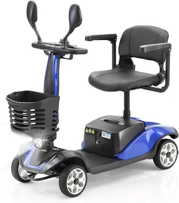 24V Folding 4 Wheel Electric Mobility Blue Scooter Soft Seat for Seniors Walking