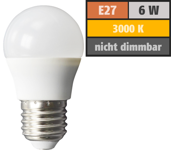 Led Tropfenlampe Mcshine, E27, 6W, 480Lm, 160°, 3000K, Warmweiß, Ø45X78Mm E27 --image