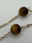 14K Yellow Gold 585 Tiger's Eye Bead Station Necklace 18" 7.76g — photo 4