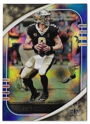 2020 Panini Absolute Drew Brees Blue Diamonds #72 New Orleans Saints Number 9/75