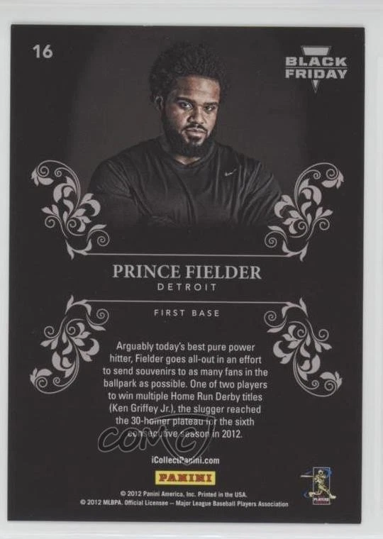 2012 Panini Black Friday Panini Collection Cracked Ice /25 Prince Fielder #16 - Image 2 of 2