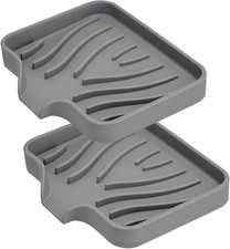 2 Pack Silicone Soap Dish with Drain, Self Draining Bar Soap Holder for Shower