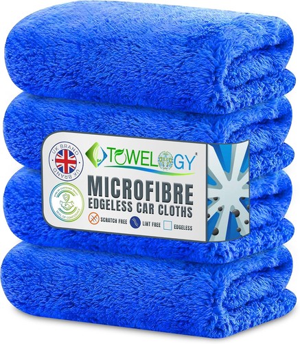 Edgeless Car Cleaning Cloths 500GSM Microfibre Long Fibres Auto Towels 40x40cm