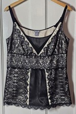 Ann Taylor Top Women 8 Black Lace Baby Doll Cami Y2k Whimsigoth Dark Fairy