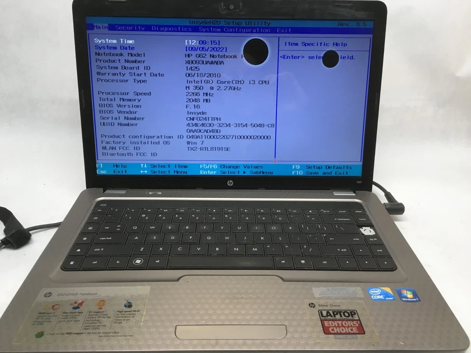 HP Notebook G62-234DX Laptop 15" Intel Core i3 1st Gen READ DESCRIPTION -AA - Image 2 of 4