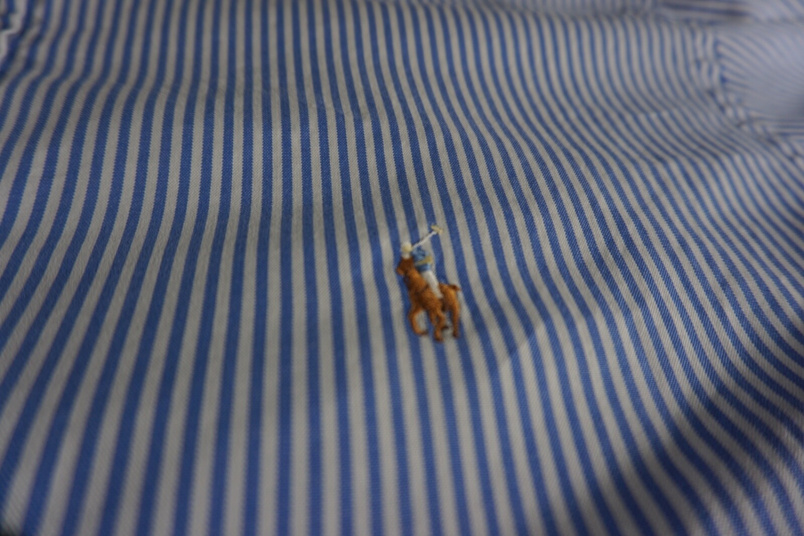 Camicia Ralph Lauren da uomo XXL blu bianco caramelle a righe manica lunga piccolo pony