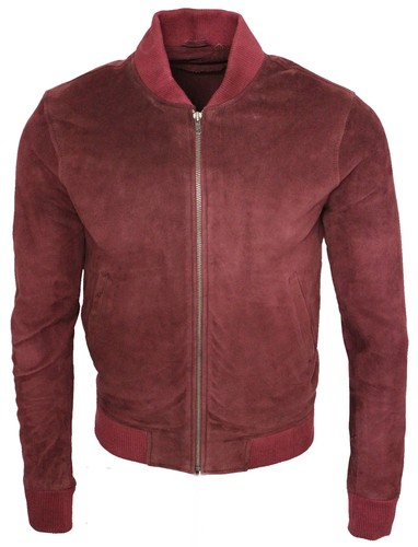 Bomber En Cuir Bordeaux Vintage Pour Homme – Style Universitaire Décontracté