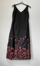 Versace classic vintage sleeveless floral chiffon lined long dress M black red 