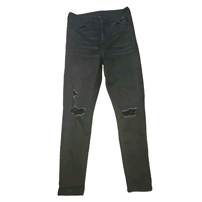 American Eagle Jeans Womens 6s Super Hi Rise Jegging Distressed Stretch Black