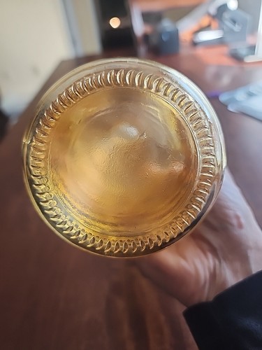 Vintage-Look Yellow Ridged Glas Bottle With Lid, Reusable - Picture 3 of 4