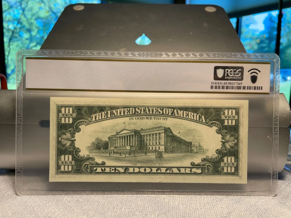 (#101457) 1977 $10 Boston.  AB block. FR 2024 PCGS 65 PPQ  (2 of 2 sequential) - Image 2 of 2