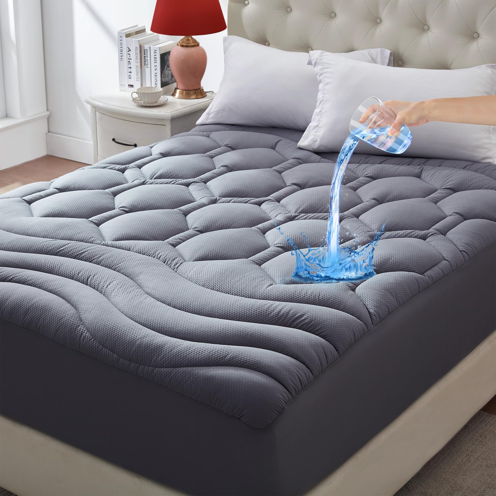 Full Size Mattress Topper Waterproof, Quilted Fitted Mattress Pad for Double ...