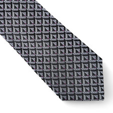 Perry Ellis Men's Leray Grid-Print Tie Necktie Classic 3" Black Gray 55