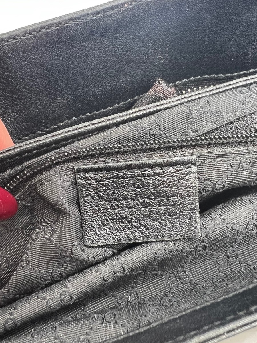 Gucci Vintage Black Leather White Stitch Shoulder Bag | eBay