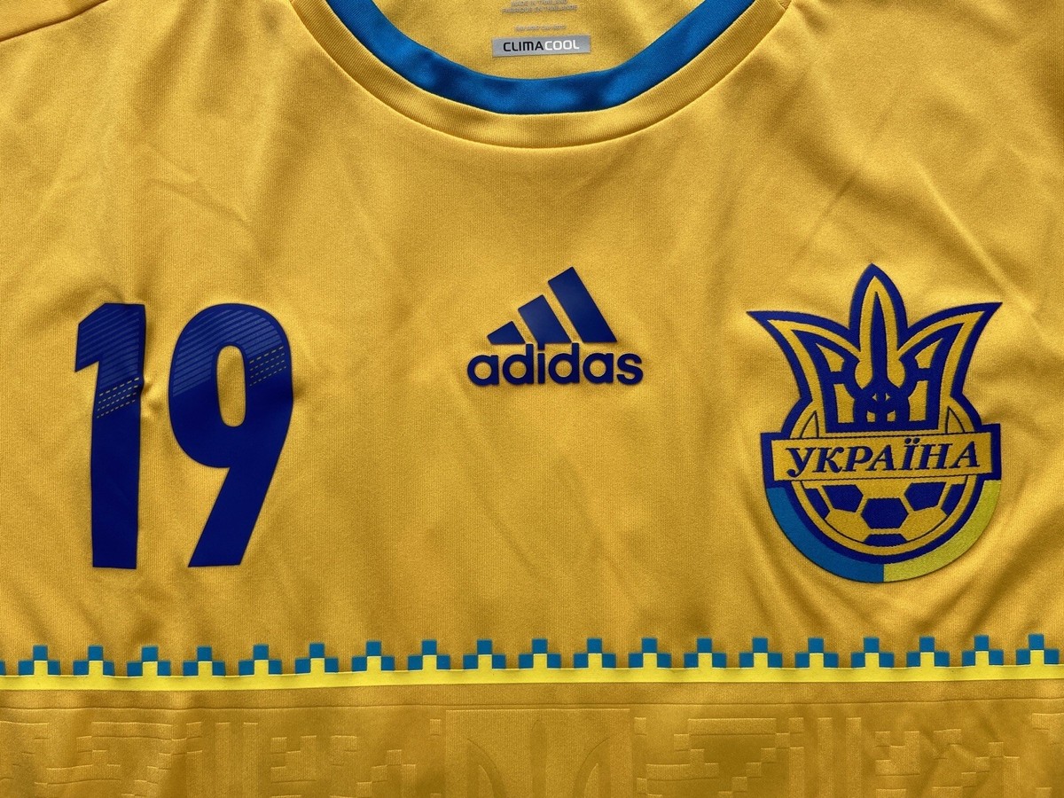 UKRAINE 2012 2013 HOME FOOTBALL SHIRT SOCCER JERSEY ADIDAS sz L