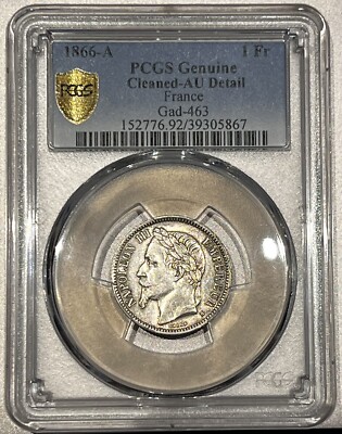 Monnaie France 1 Franc 1866 A Argent - Napoléon III - PCGS AU - Gad.463 F215
