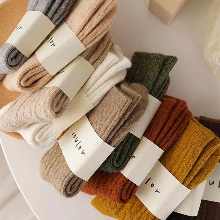 5 pares de calcetines gruesos de lana para mujer Crew diseño difuso suave cálido para botas invierno 5-9 Foto 2 de 4