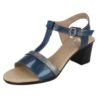 Ladies Da Bella T Bar Strap Buckle Fastening Block Heeled Summer Sandal Iris