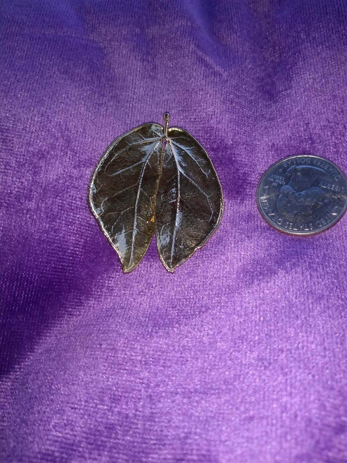 BEAUTIFUL,VINTAGE   REAL 24 KT GOLD DIPPED LEAF P… - image 3