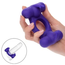 Silicone Rechargeable Triple Orgasm Penis Enhancer Vibrating Cock Ring Sex Toys