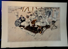 Harrison Fisher's “A Picnic On The Beach” Original Unframed 1908 Print 11”x 16”