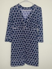 Lands End XS Navy Nautical Rope Print Dress Cover Up V Neck Nwot