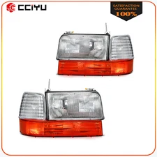 Headlights Assembly For 1992-1996 Ford F-150 F-250 F-350 Bronco Chrome Housing