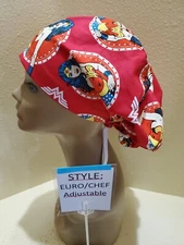 Wonder Woman (medallion) Women's  Euro/Chef Surgical Scrub Hat/Cap Handmade