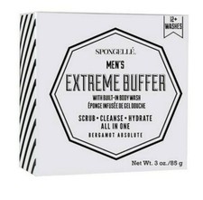 Spongelle Mens Extreme Buffer Body Wash Infused Bergamot 20 Washes New in Box
