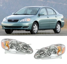 Chrome Housing Headlights Pair Fit For Toyota Corolla 2003-2008 Left & Right