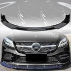 For W205 C-Class 2019-2021 Mercedes Benz Front Bumper Lip Splitter Gloss Black