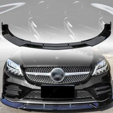 For W205 C-Class 2019-2021 Mercedes Benz Front Bumper Lip Splitter Gloss Black