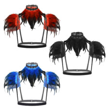 Gothic Real Feather Shoulder Harness Top Shawl Costume Festival Party Outfit