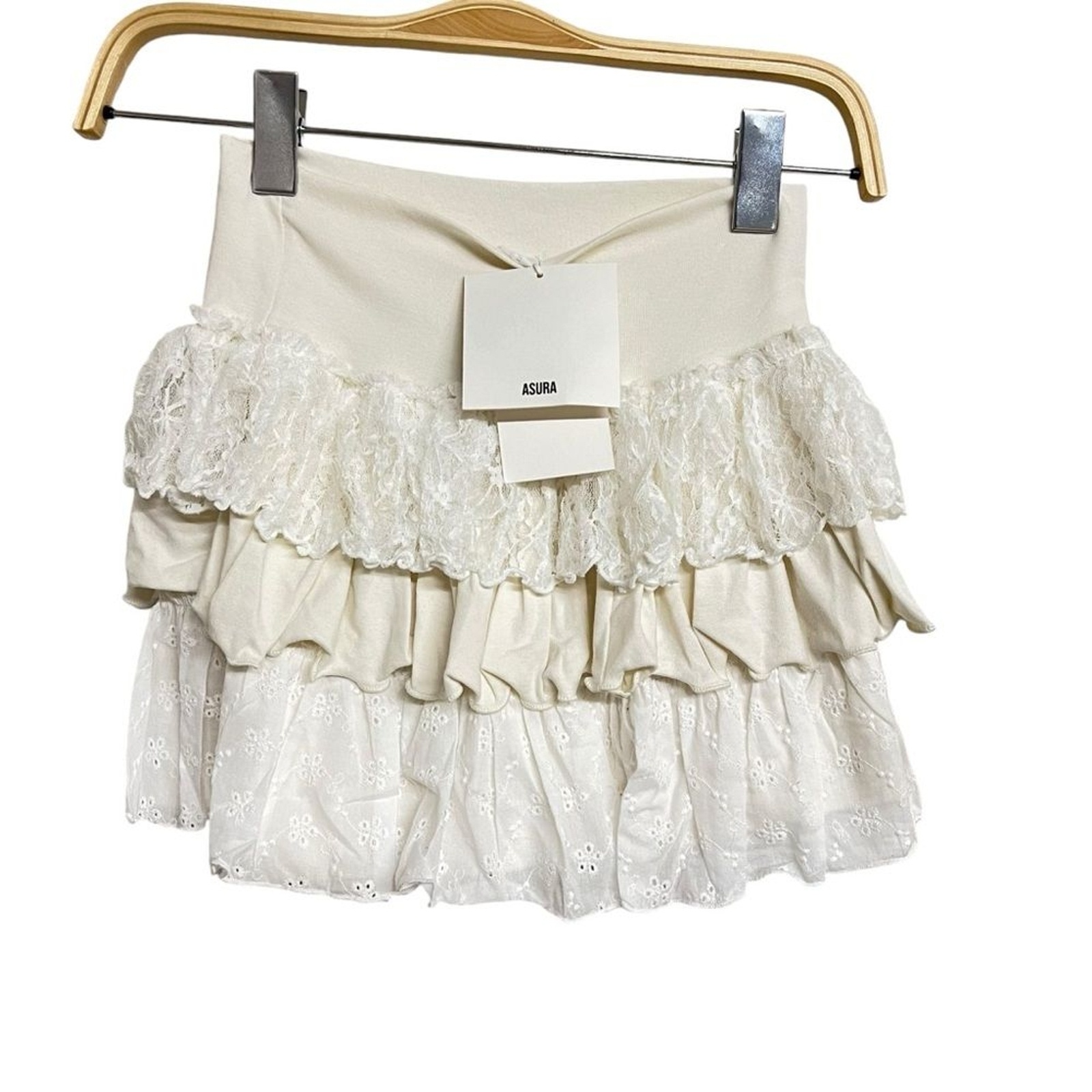 Nueva falda Asura de encaje jersey cancan en capas en marfil