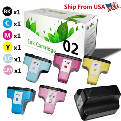 6PK HP02 Ink Cartridge for PhotoSmart C7180 Printer
