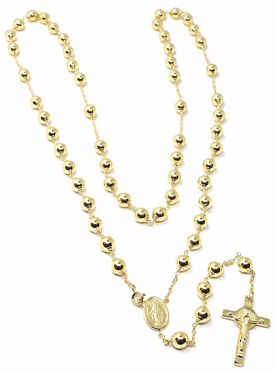 Rosario argento 800 grani strass neri med. Miracolosa | vendita online
