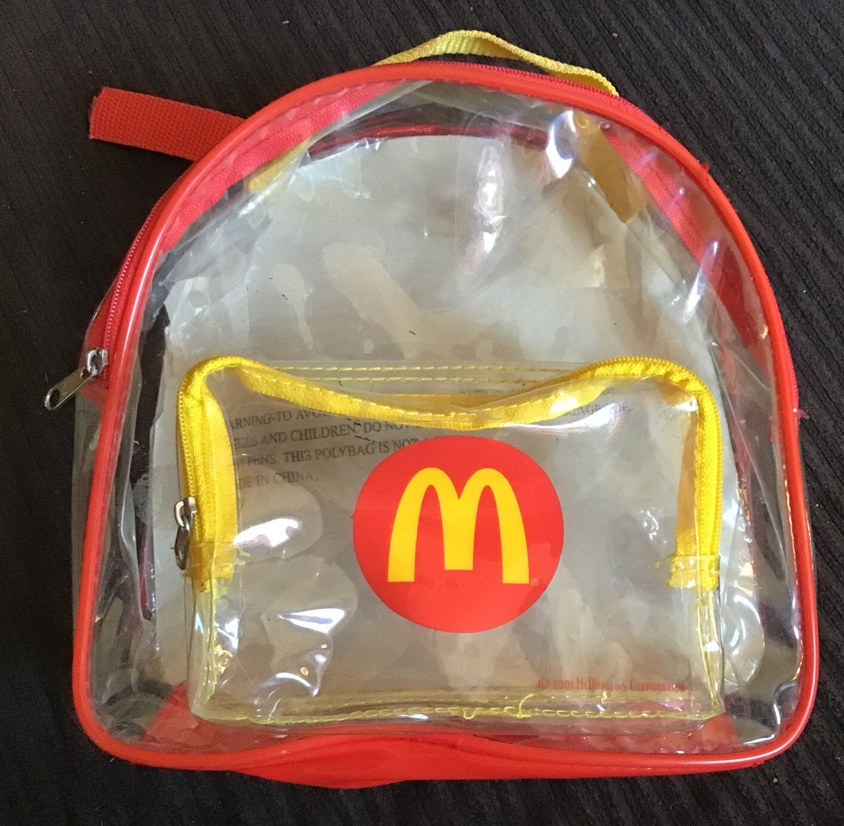マクドナルド プラスチック メニュー 3枚セット 2001 Vintage McDonalds Play Food Set 2001 Clear Plastic Backpack