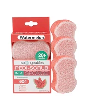 Spongables Pedi Scrub Foot Exfoliating 20+ Wash Sponge Watermelon 3 Count