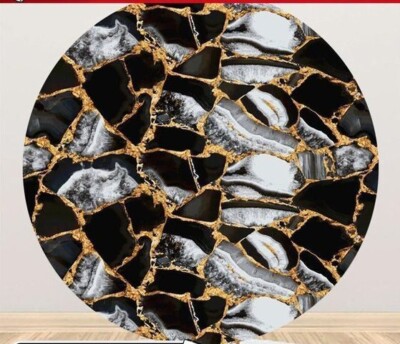 Black Agate Round Coffee Custom Top table Handmade Natural Stone Arts Gift Decor