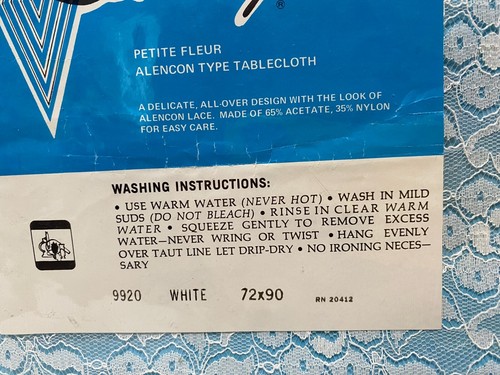 Vtg 60s Alencon Lace Fabric Tablecloth Overlay Large Bridal Wedding 72 x 90 New - Picture 7 of 11