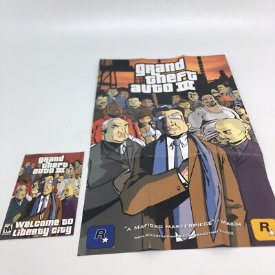 Grand Theft Auto III Liberty City PS2 Fold Out Poster/Map & Manual