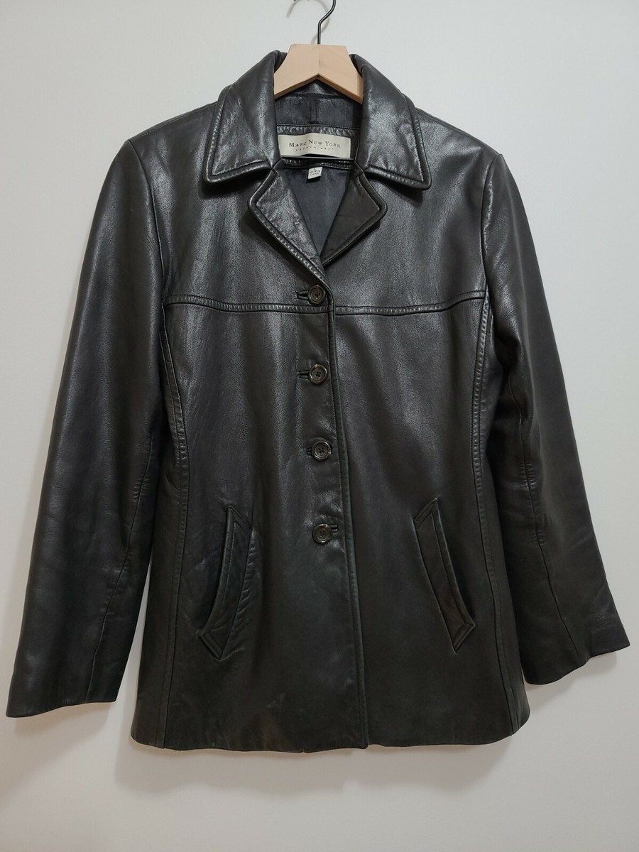 Andrew Marc New York Women's Button Soft Leather Jacket Size LARGE
