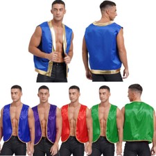 DE Herren Arabischer Prinz Weste Ärmellos Offen Vorne Halloween Kostüme Cosplay