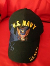 Embroidered U.S. Navy Eagle Black Hat Baseball Cap Veteran Never Worn